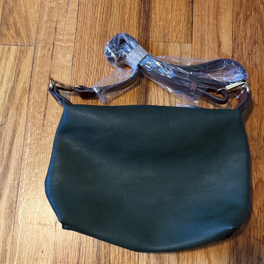 Chic Dark Green Leather Shoulder Bag